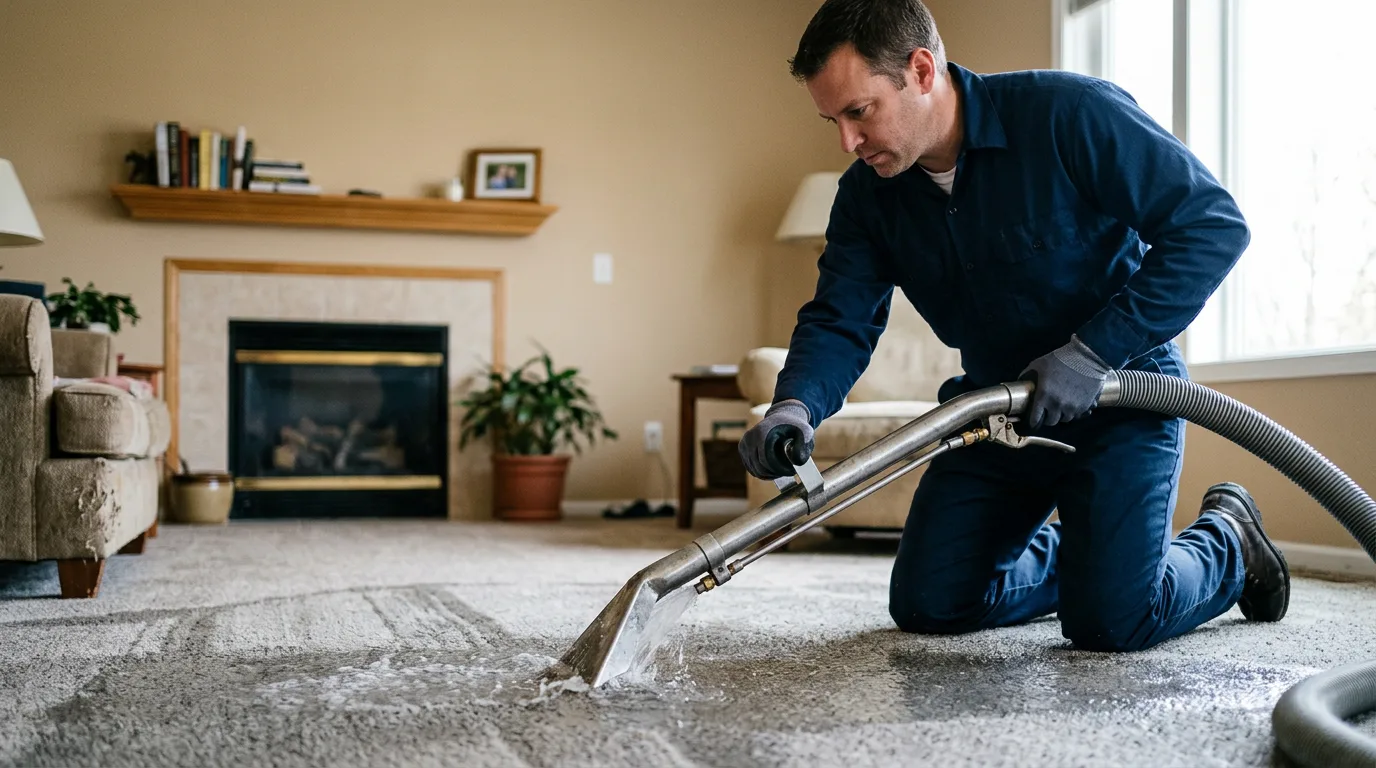 Water damage restoration technician working near Kersey, PA